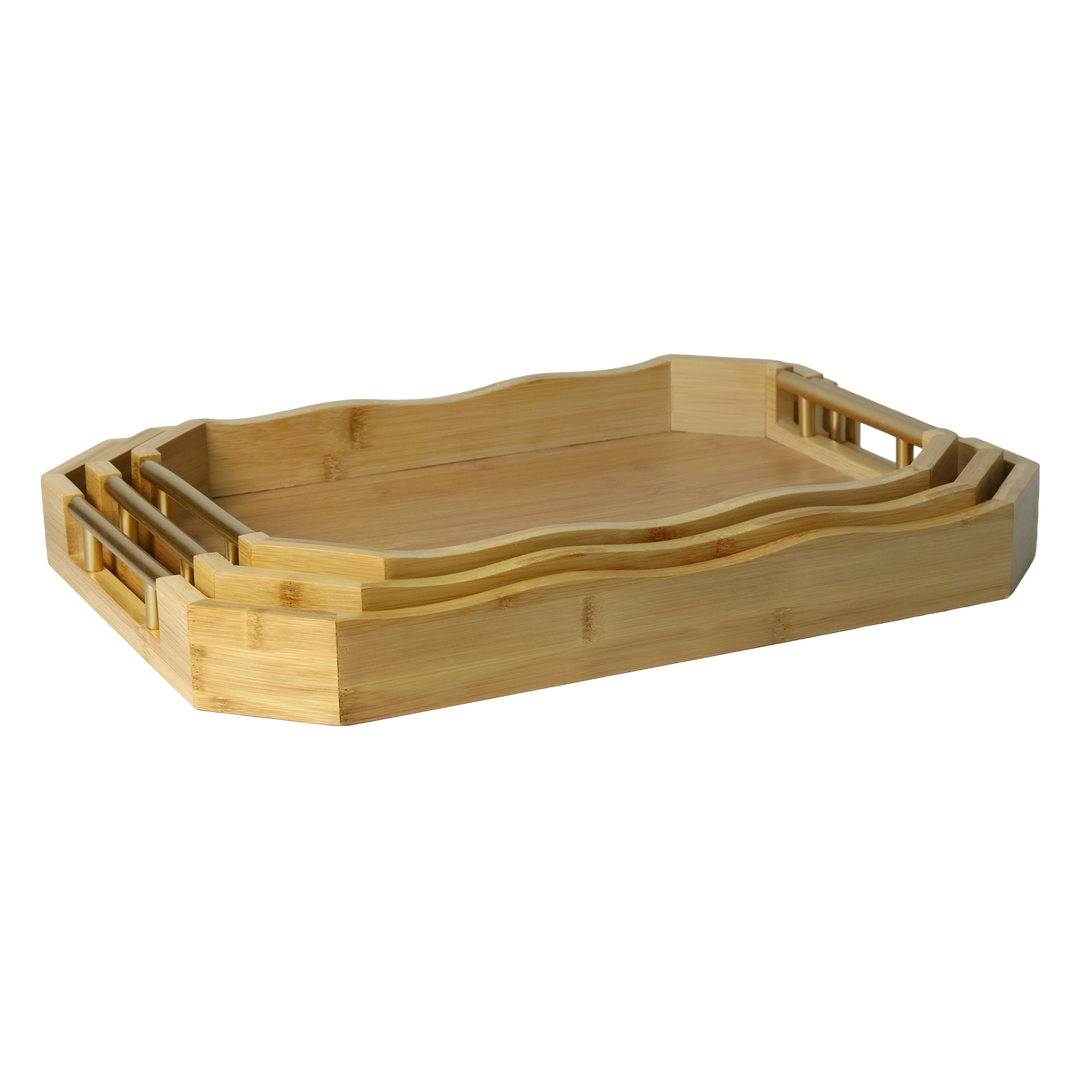 Set 3 plateaux en bois 36cm + 40cm + 44cm