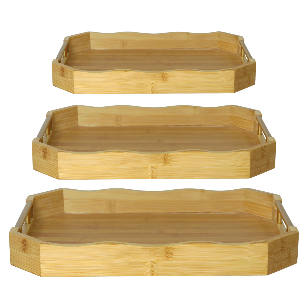Set 3 plateaux en bois 36cm + 40cm + 44cm
