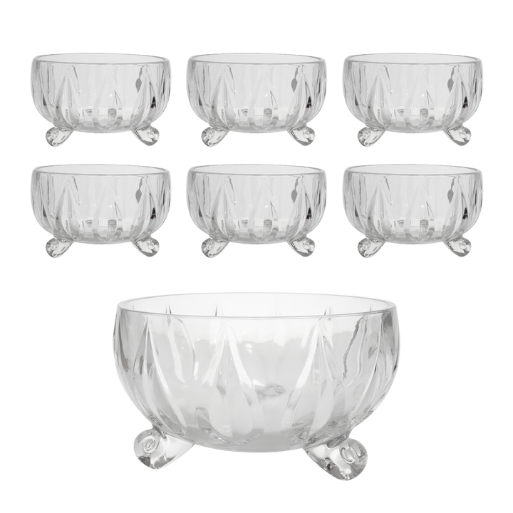 Set saladier 20cm + 6 bols 11,50cm en verre