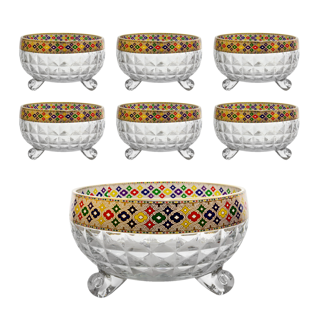 Set saladier 20cm + 6 bols 11,50cm en verre