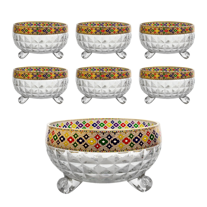 Set saladier 20cm + 6 bols 11,50cm en verre