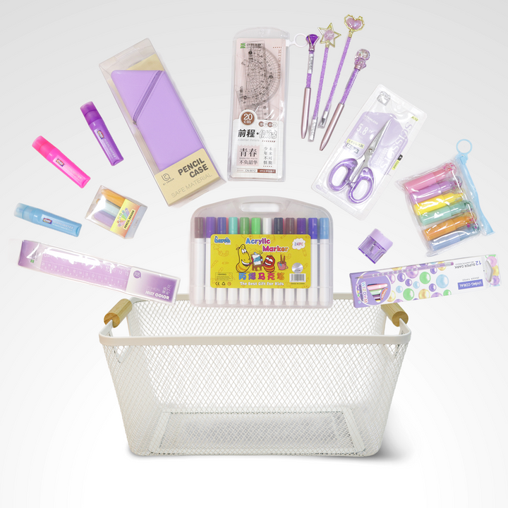 Pack Fournitures Violet 18pcs