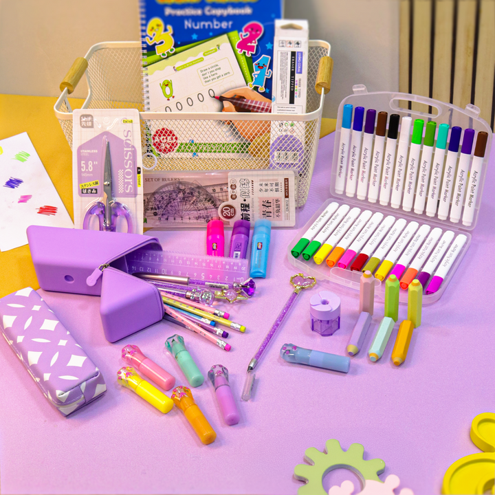 Pack Fournitures Violet 18pcs