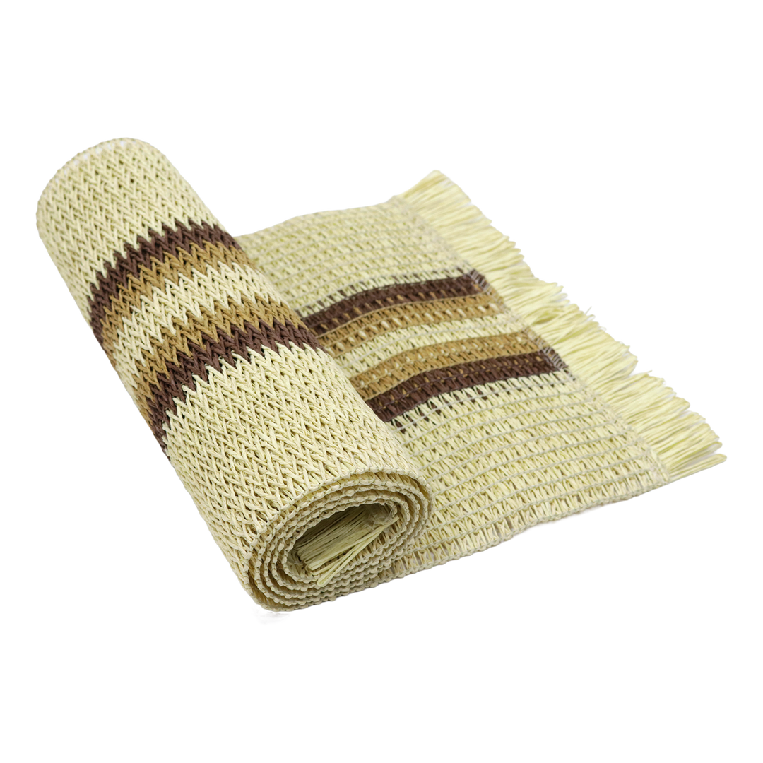 Set chemin de table 120x30cm + 6 sets de table 45x30cm + boite mouchoir 31cm en paille