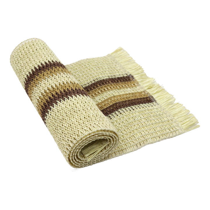 Set chemin de table 120x30cm + 6 sets de table 45x30cm + boite mouchoir 31cm en paille