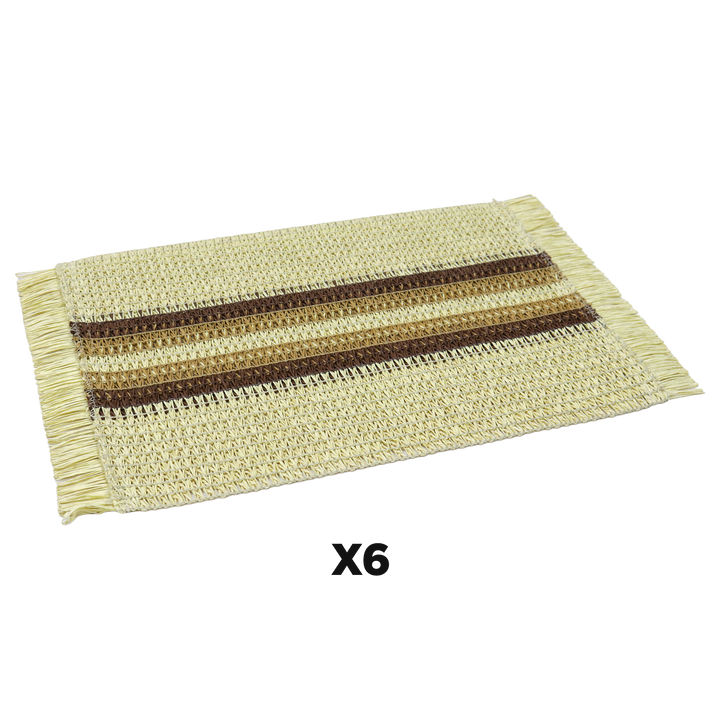 Set chemin de table 120x30cm + 6 sets de table 45x30cm + boite mouchoir 31cm en paille
