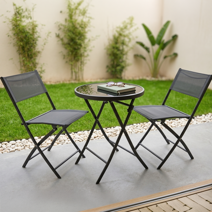 Table 60cm + 2 chaises en métal