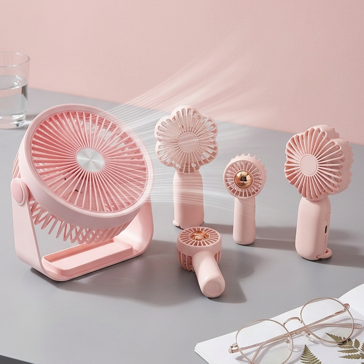 Set 5 mini ventilateurs USB 2x11cm + 2x16cm + 18cm