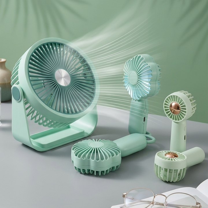 Set 5 mini ventilateurs USB 2x11cm + 2x16cm + 18cm