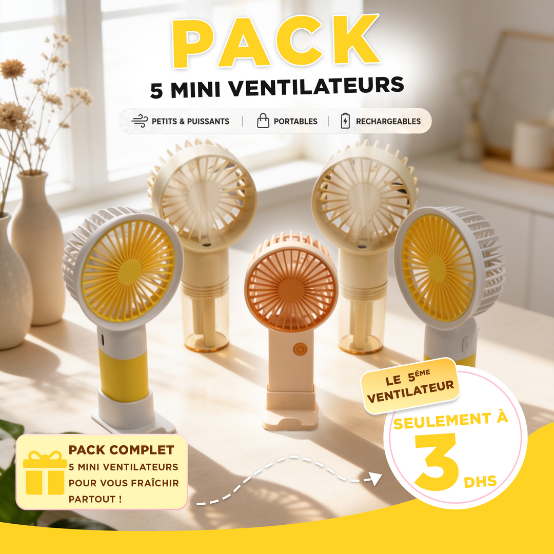 Set 6 mini ventilateurs USB 2x16cm + 2x16cm +13cm