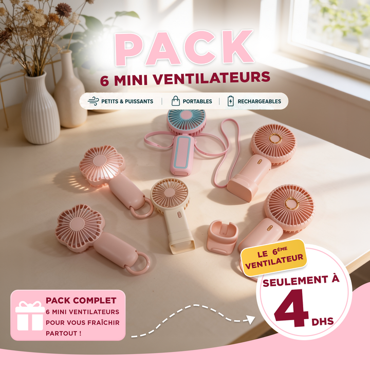 Set 6 mini ventilateurs USB 12cm + 16cm + 2x15cm + 2x17cm