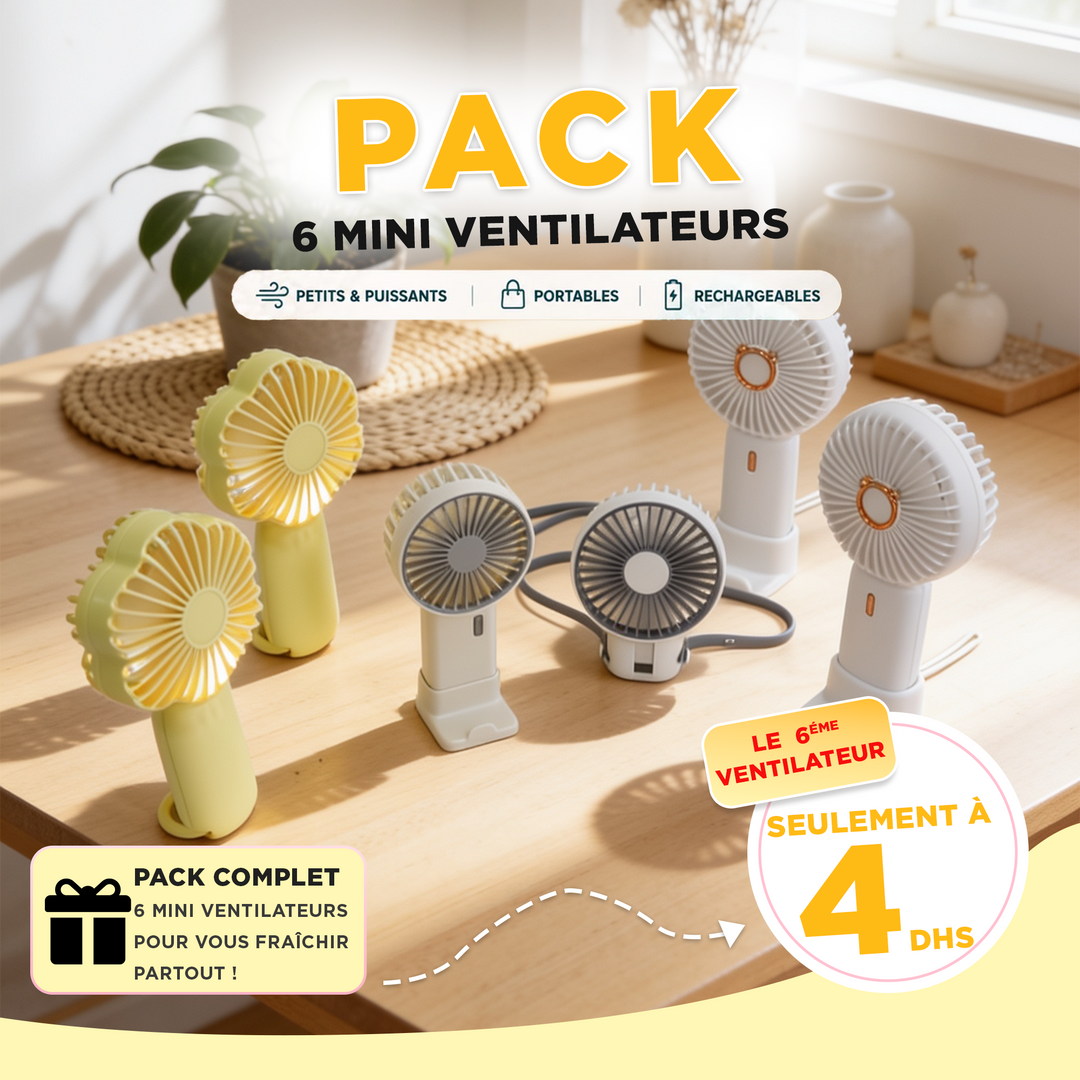 Set 6 mini ventilateurs USB 12cm + 16cm + 2x15cm + 2x17cm