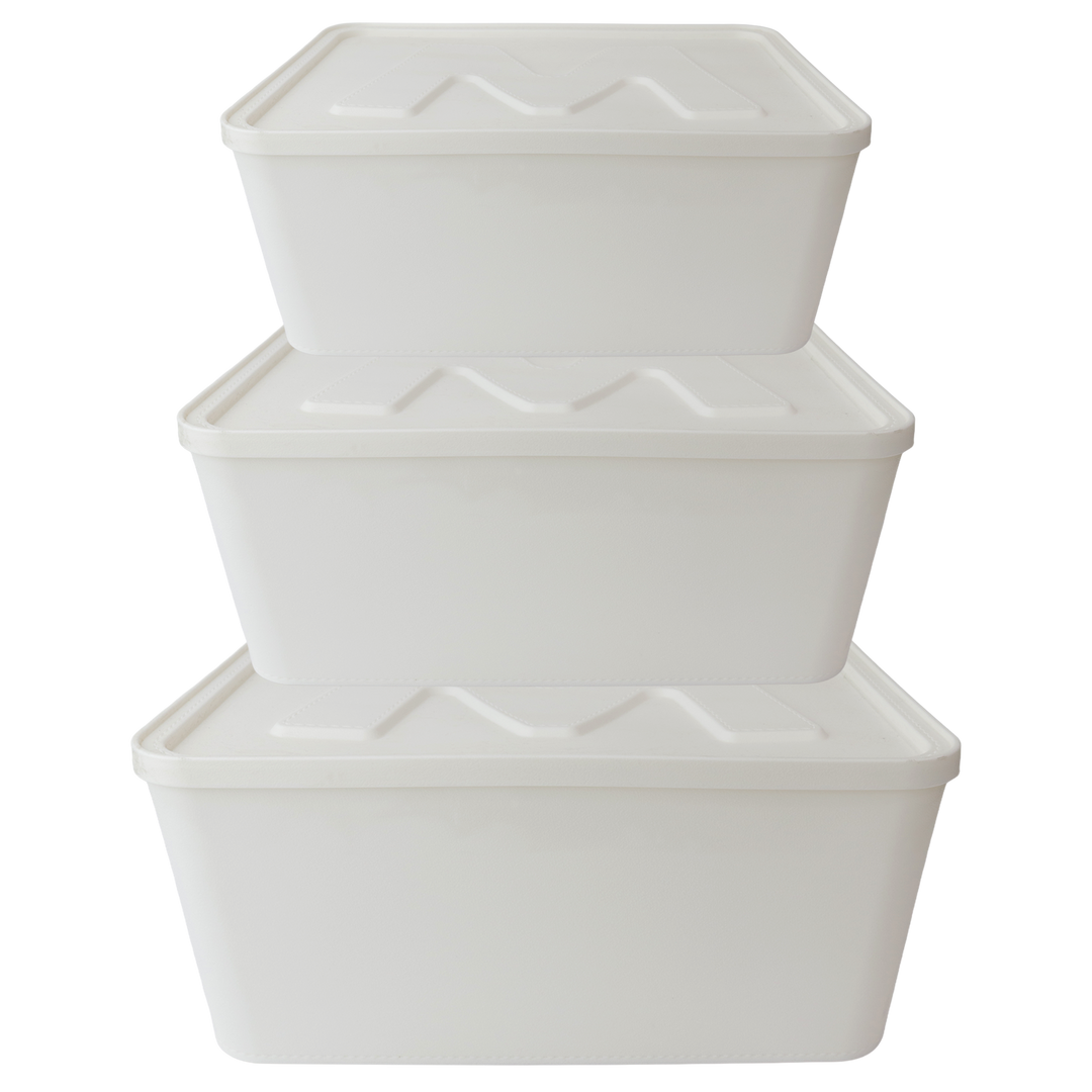 Set 3 boîtes de rangement en plastique 8L + 14L + 20L