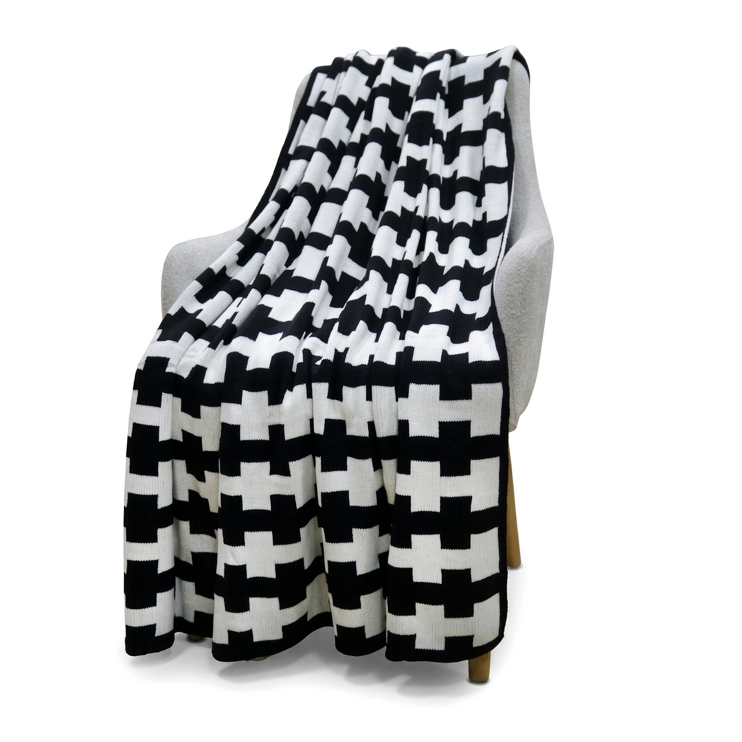 Plaid noir et blanc 130x180cm