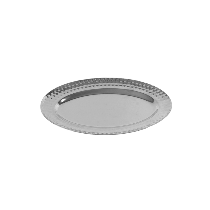 Plat ovale en métal argenté 35x23cm - Saga Cuisine