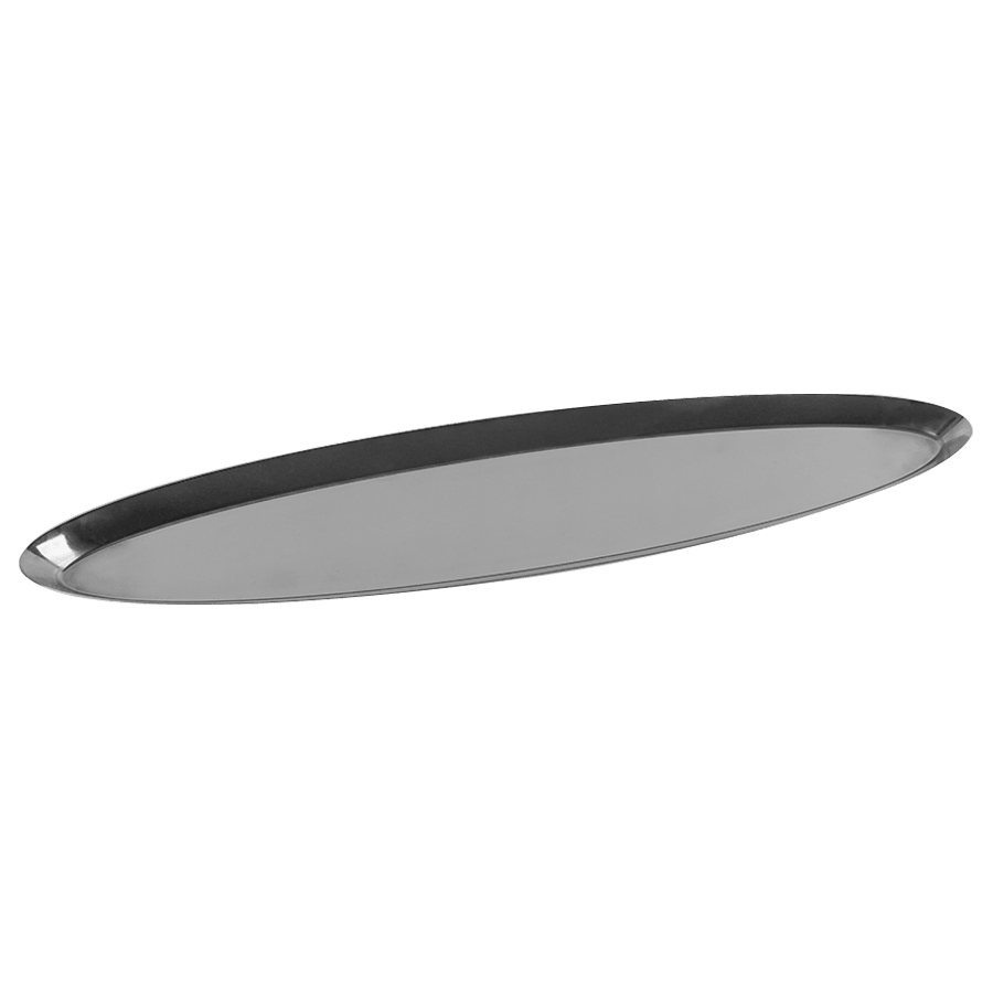 Plat ovale en métal argenté 60x14cm - Saga Cuisine