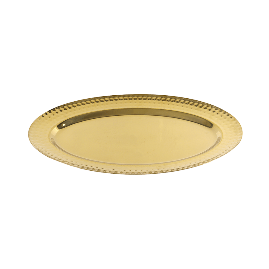 Plat ovale en métal doré 41x27cm - Saga Cuisine