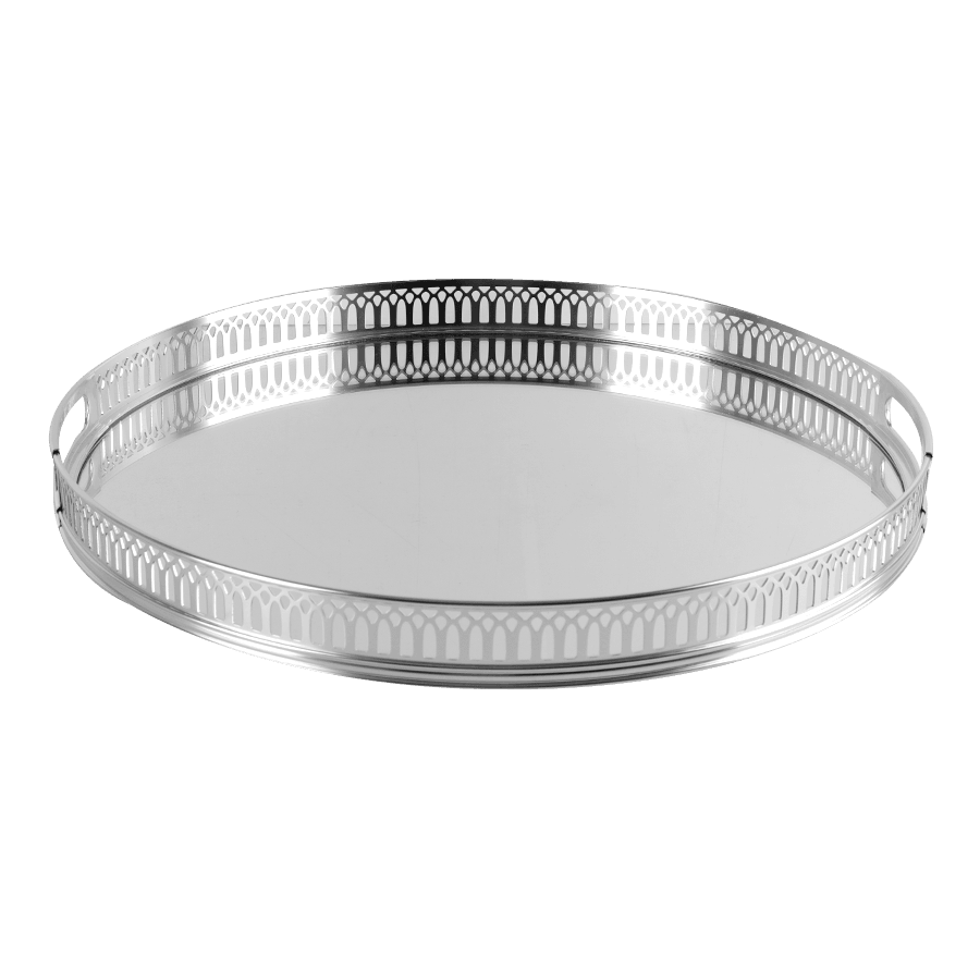 Plateau rond miroir argenté 40cm - Saga Cuisine