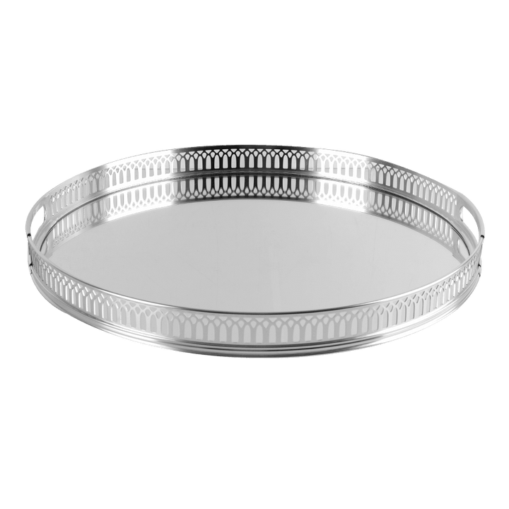 Plateau rond miroir argenté 40cm - Saga Cuisine