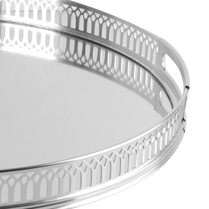 Plateau rond miroir argenté 40cm - Saga Cuisine