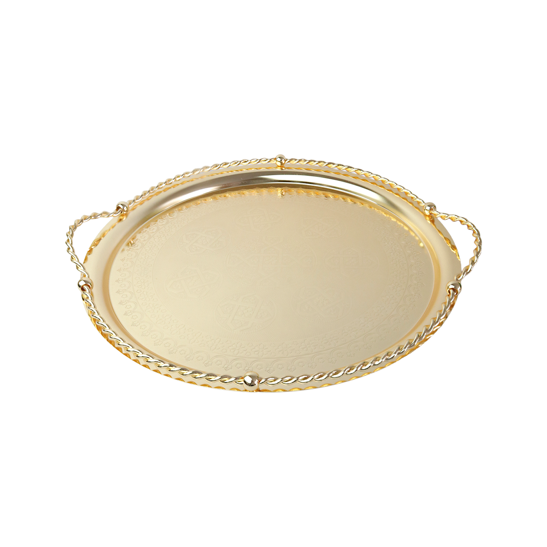 Plateau en métal doré 45cm
