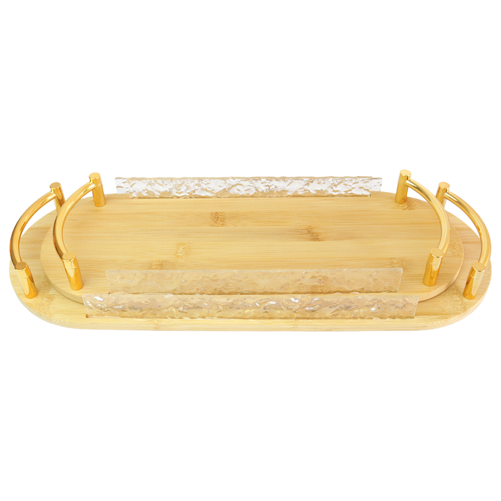 Set 2 plateaux ovales en bois 40cm + 46cm