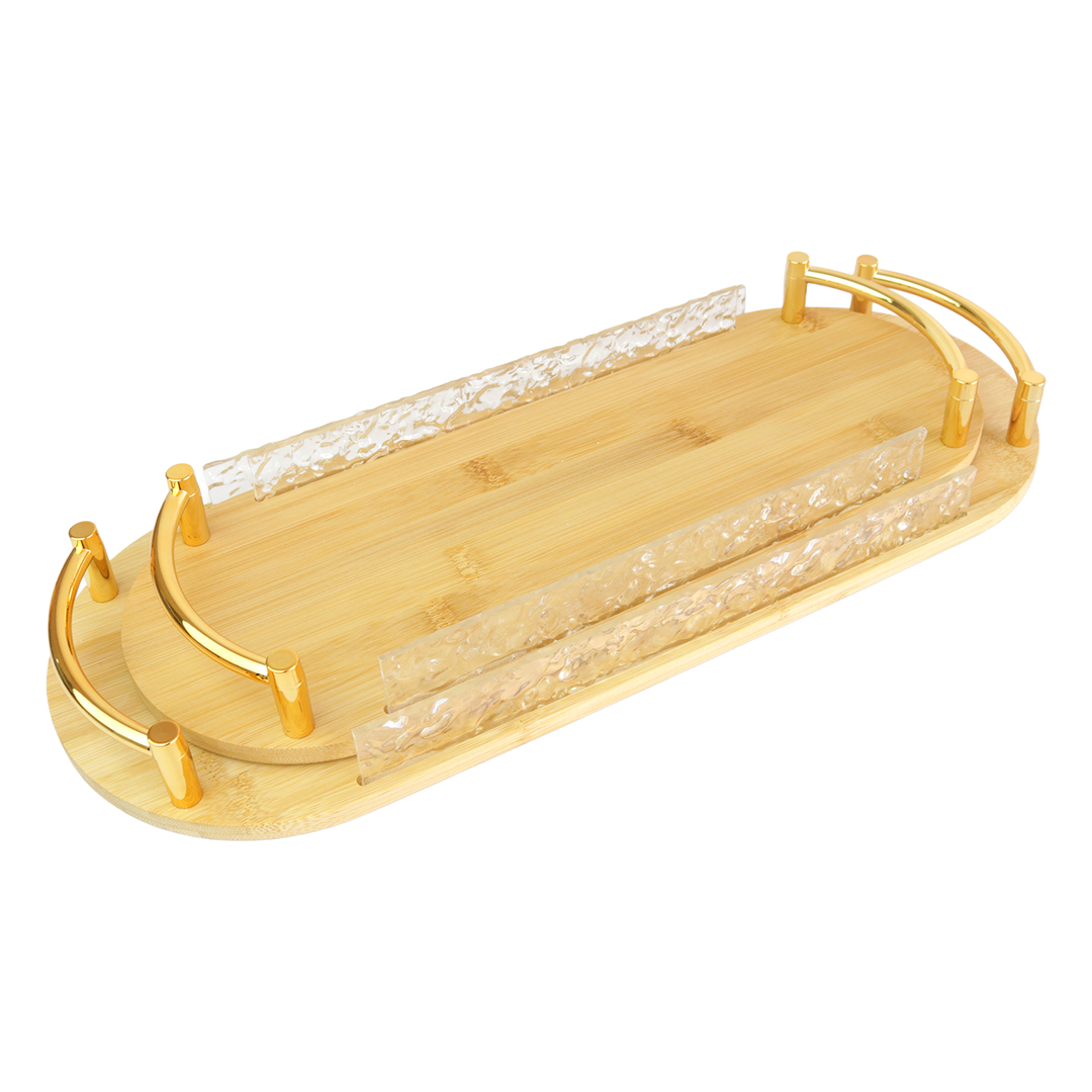 Set 2 plateaux ovales en bois 40cm + 46cm
