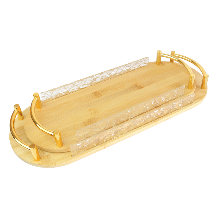Set 2 plateaux ovales en bois 40cm + 46cm