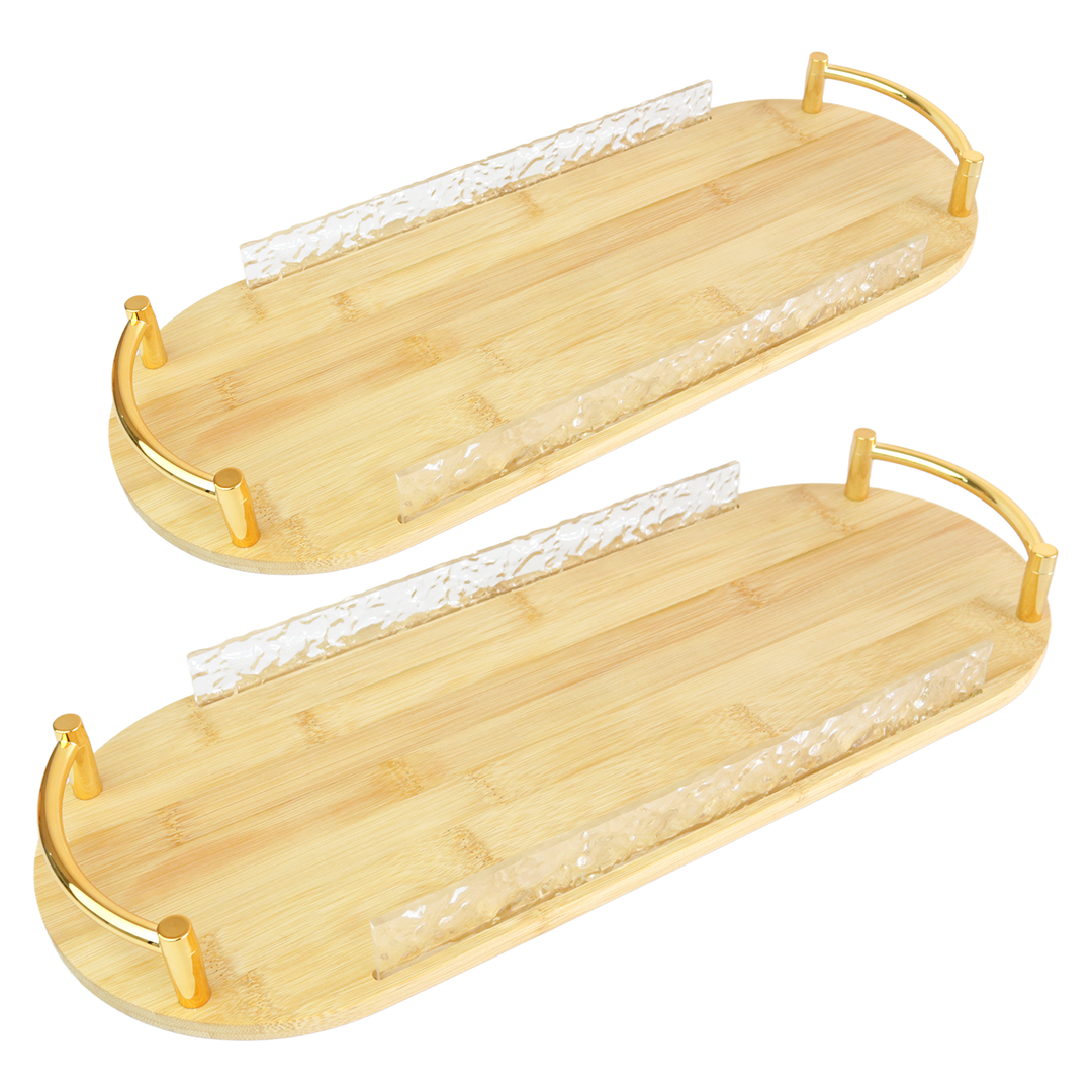 Set 2 plateaux ovales en bois 40cm + 46cm