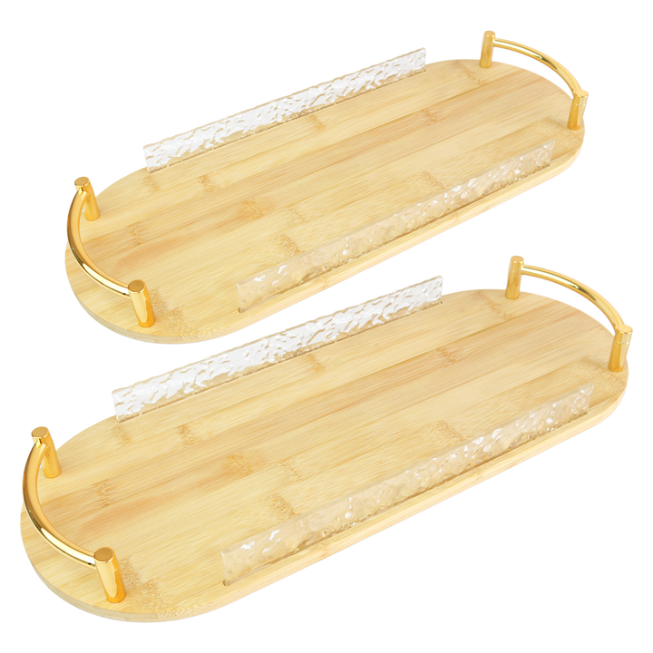 Set 2 plateaux ovales en bois 40cm + 46cm