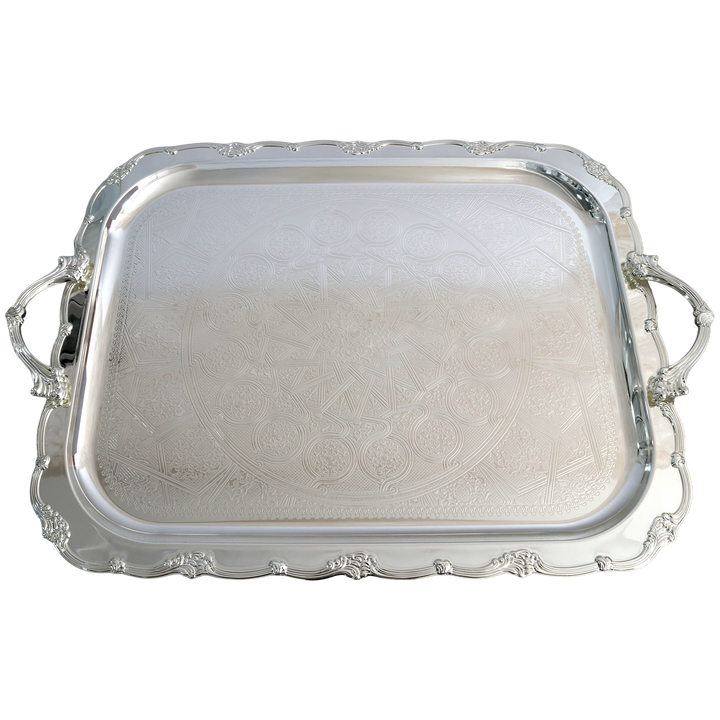 Plateau rectangulaire en métal argenté 47x38cm