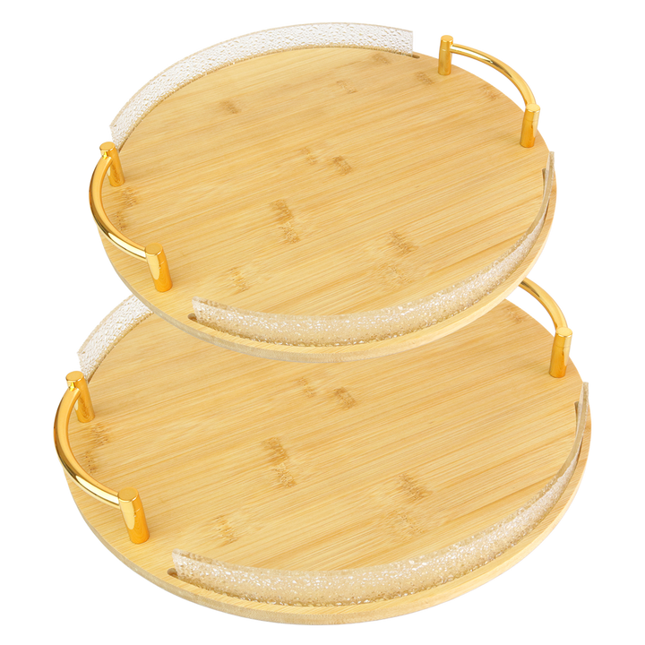 Set 2 plateaux ronds en bois 30cm + 35cm