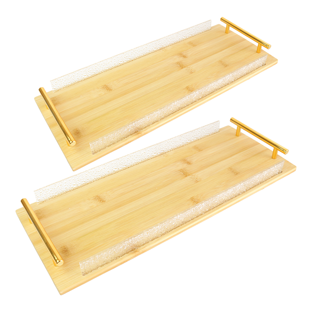 Set 2 plateaux rectangulaire en bois 40cm + 46cm