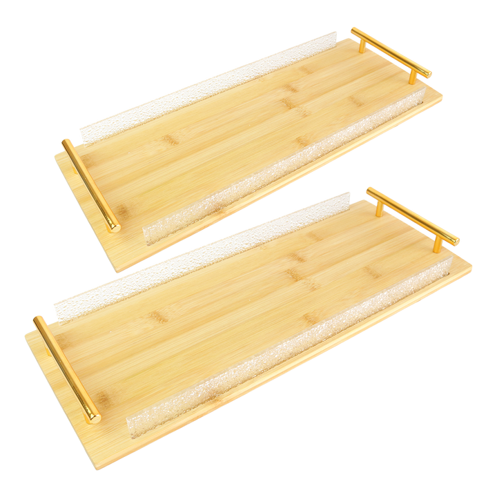 Set 2 plateaux rectangulaire en bois 40cm + 46cm