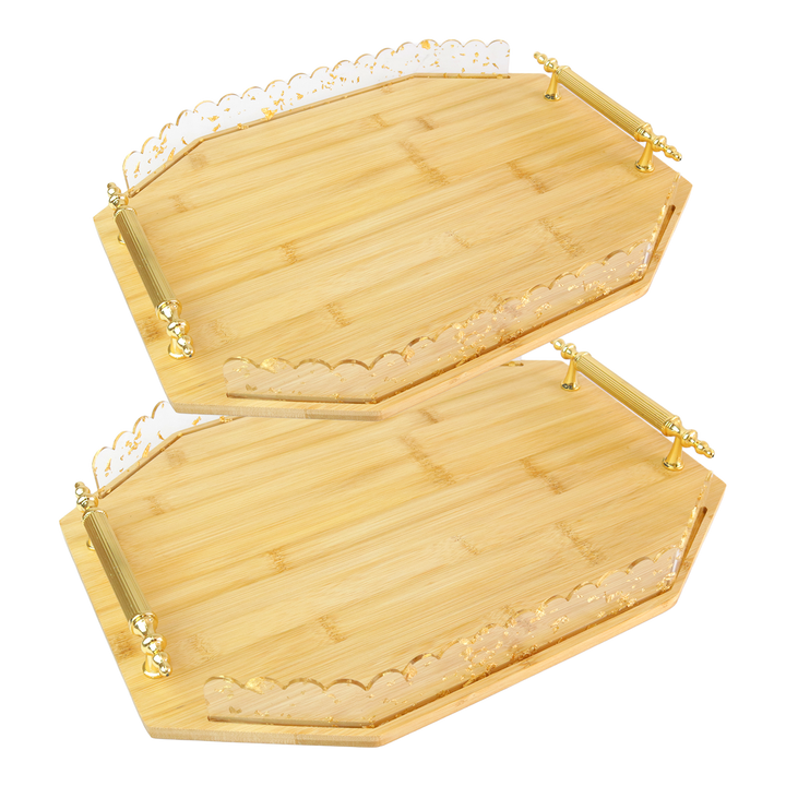Set 2 plateaux octogonale en bois 34cm + 40cm