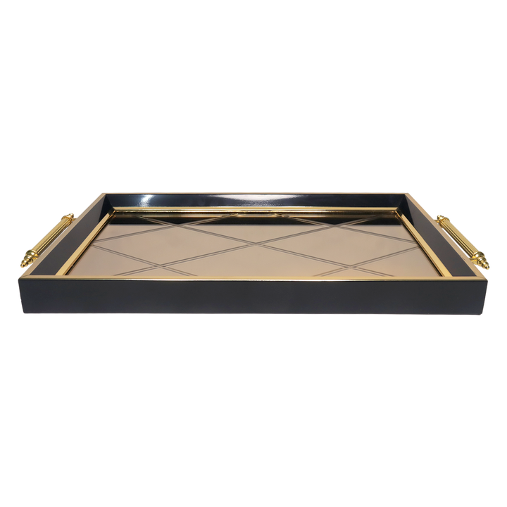 Plateau miroir rectangulaire noir 42x30cm