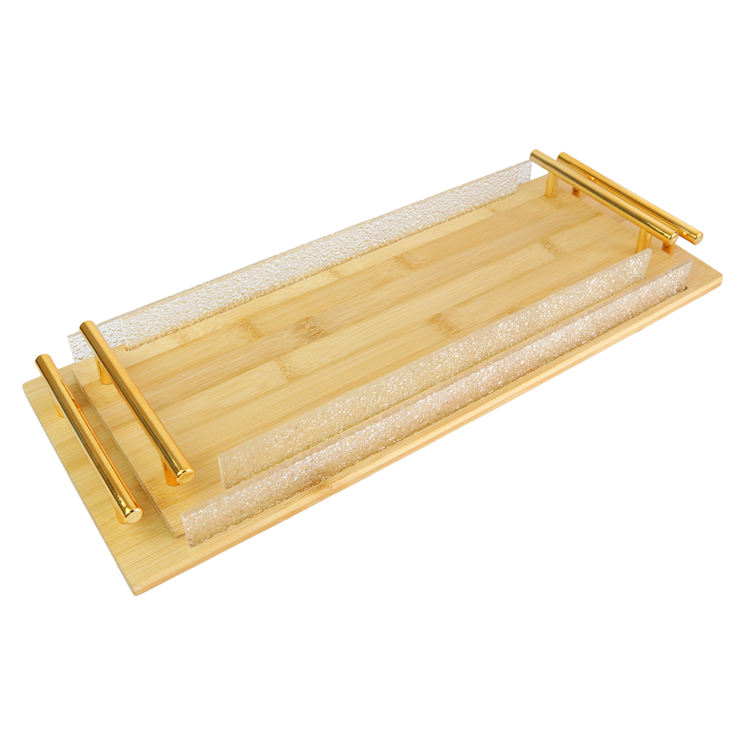 Set 2 plateaux rectangulaire en bois 40cm + 46cm