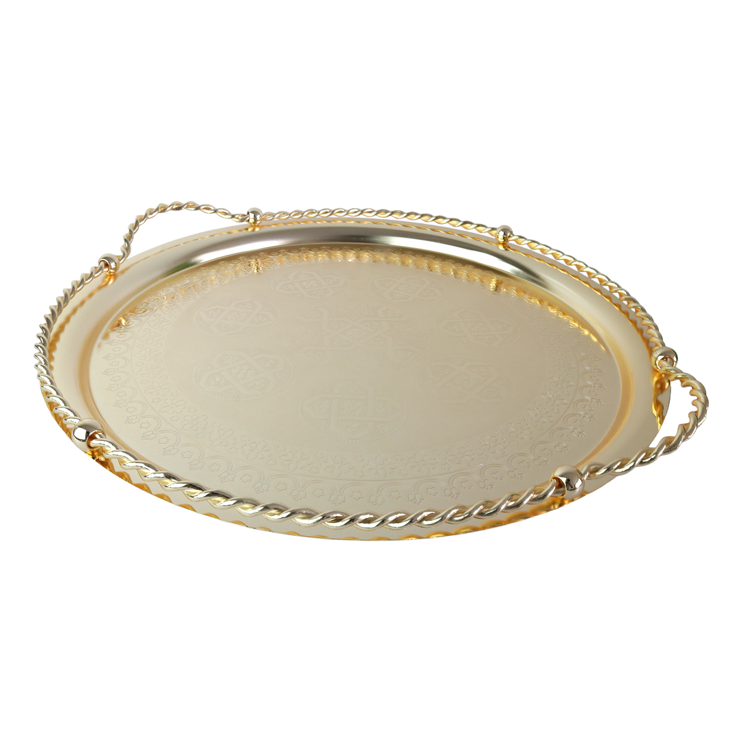 Plateau en métal doré 45cm