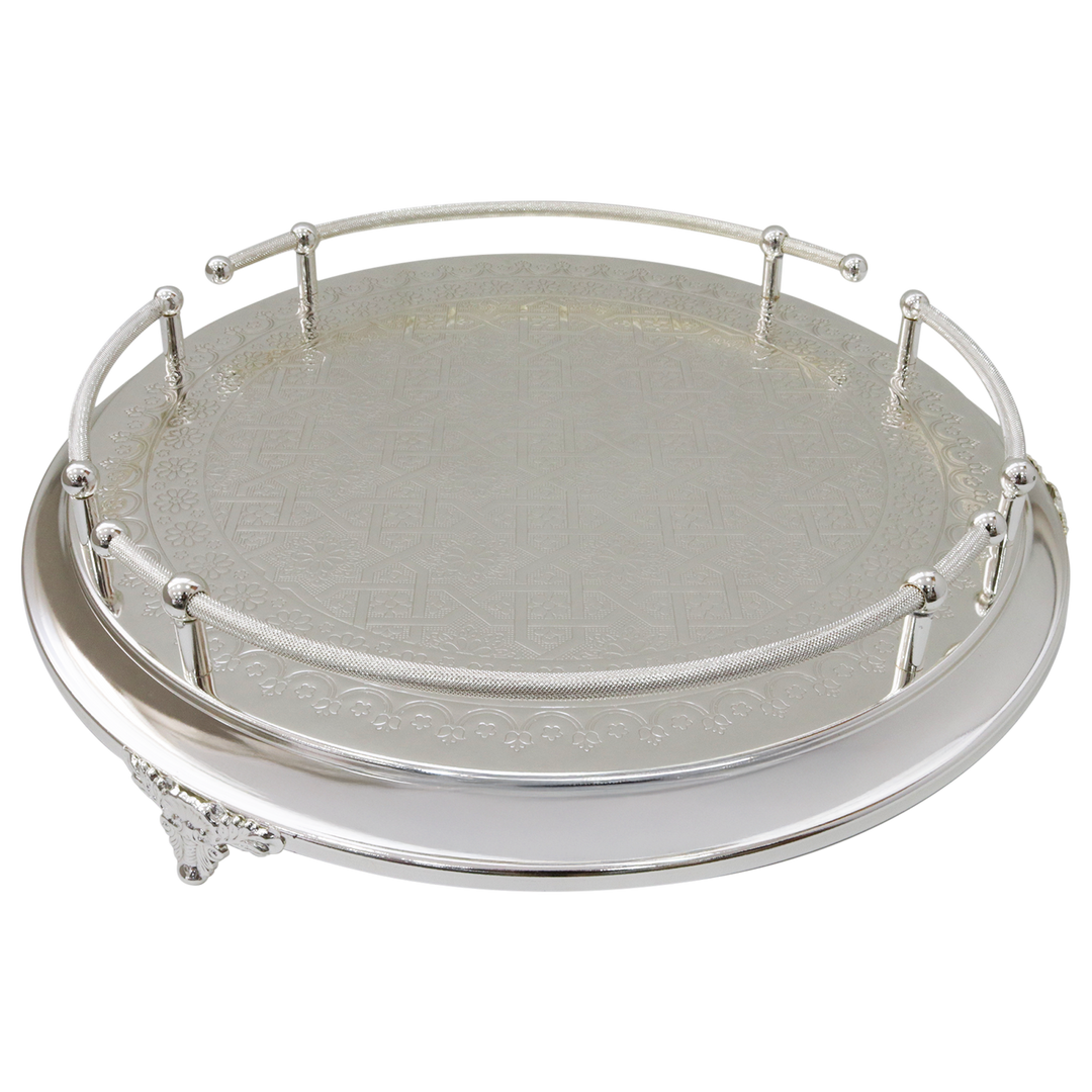 Plateau en métal argenté 45cm