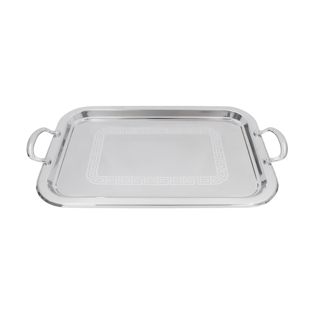 Plateau en métal argenté 55x40cm