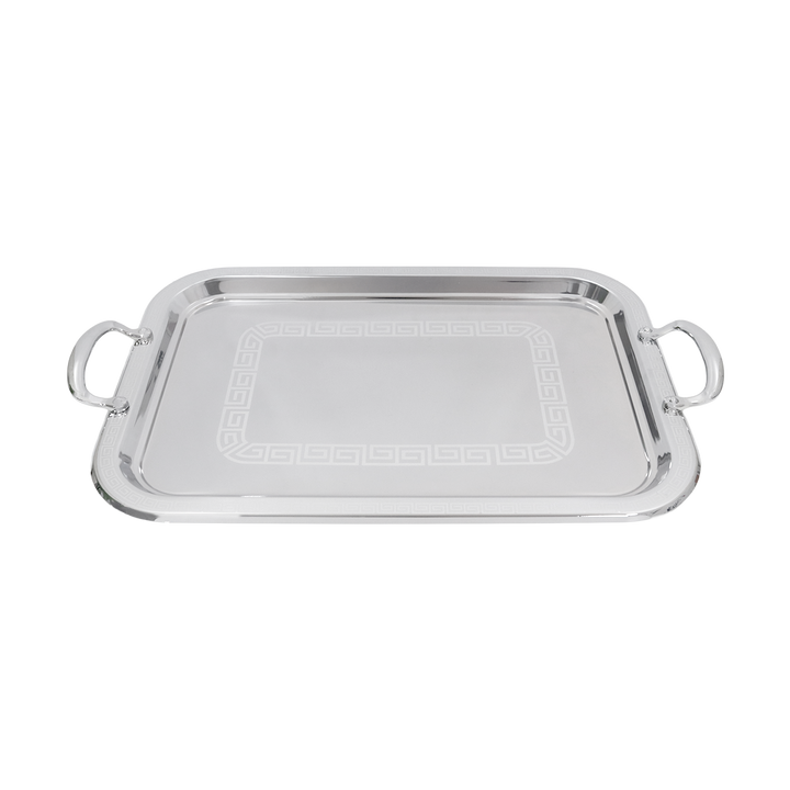 Plateau en métal argenté 55x40cm