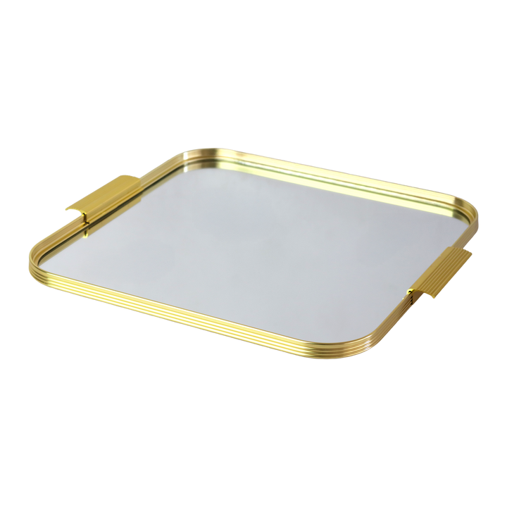 Plateau carré miroir doré 35cm