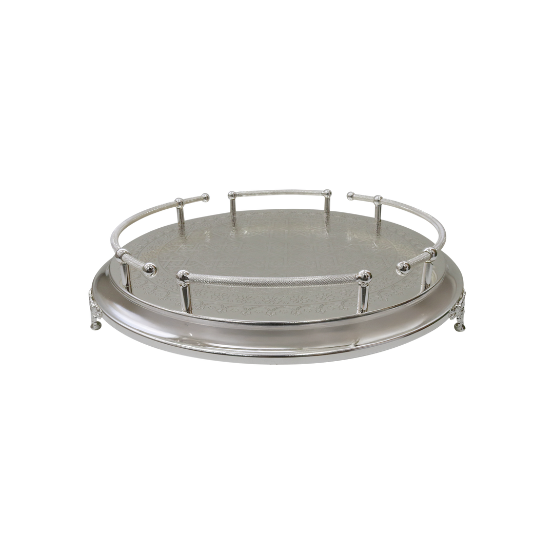 Plateau en métal argenté 40cm
