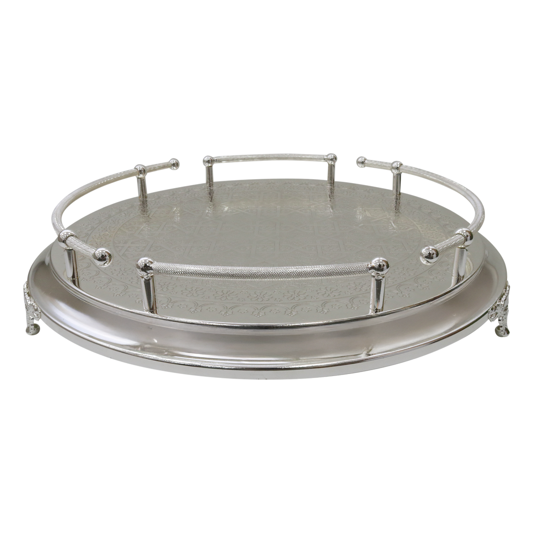 Plateau en métal argenté 45cm