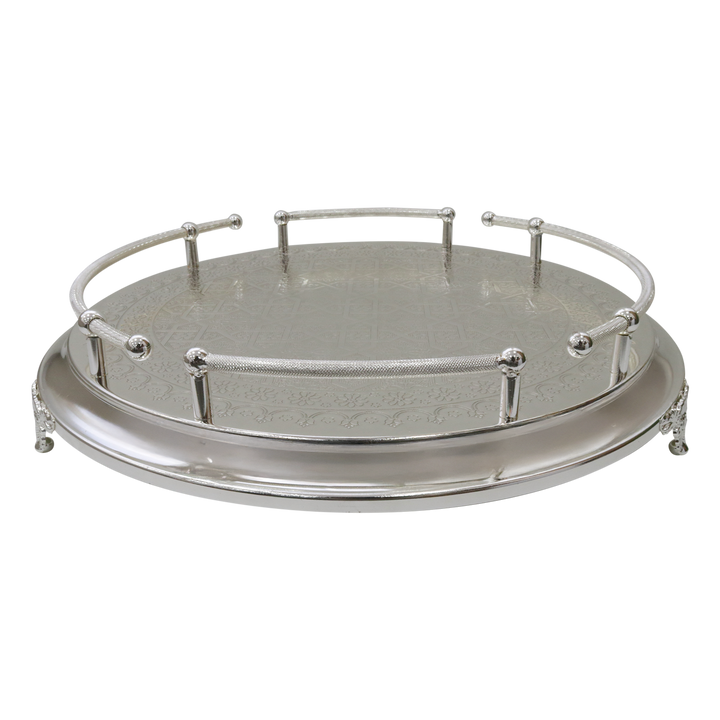Plateau en métal argenté 45cm