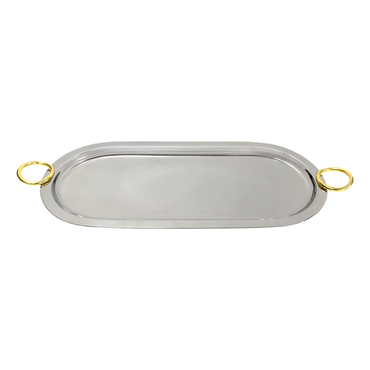 Plateau ovale en inox 40x19,50cm