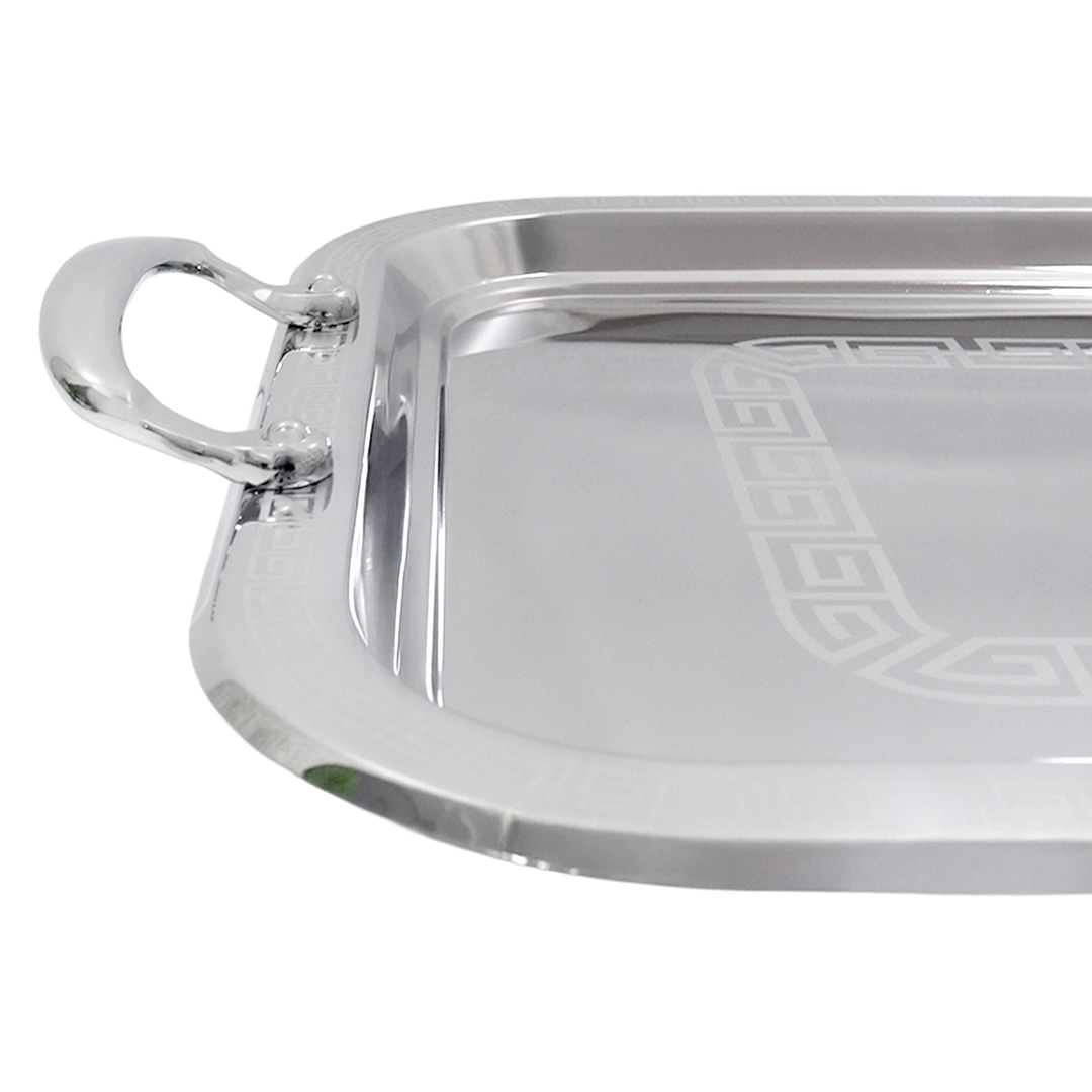 Plateau en métal argenté 55x40cm