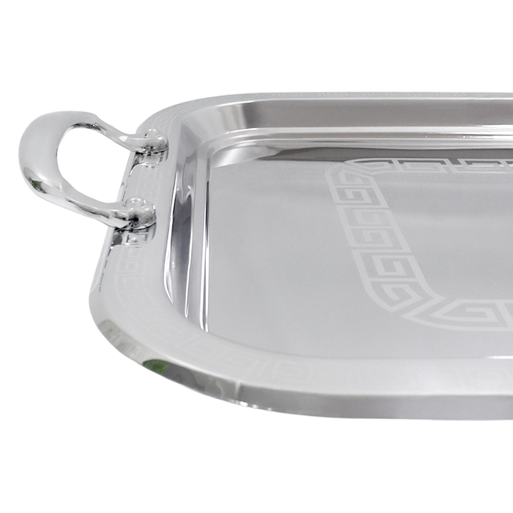 Plateau en métal argenté 55x40cm