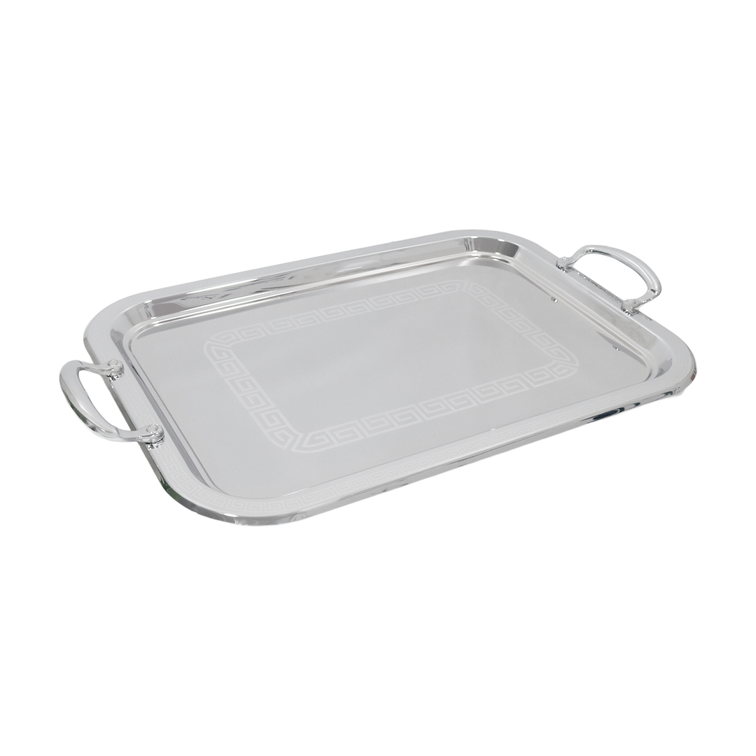 Plateau en métal argenté 55x40cm