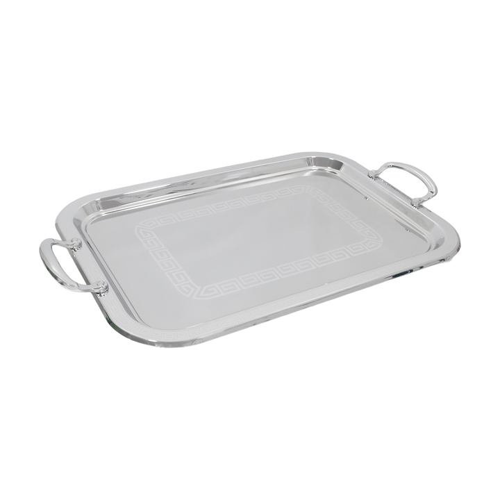 Plateau en métal argenté 55x40cm